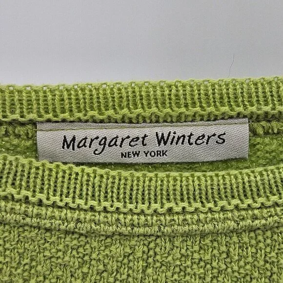 Margaret Winters Boxy Lagenlook Knit Top Green Women's Size L Artsy Relaxed Fit - Picture 6 of 11